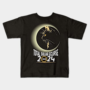 Solar Eclipse 2024 Shirt Total Eclipse April 8th 2024 Cat Kids T-Shirt